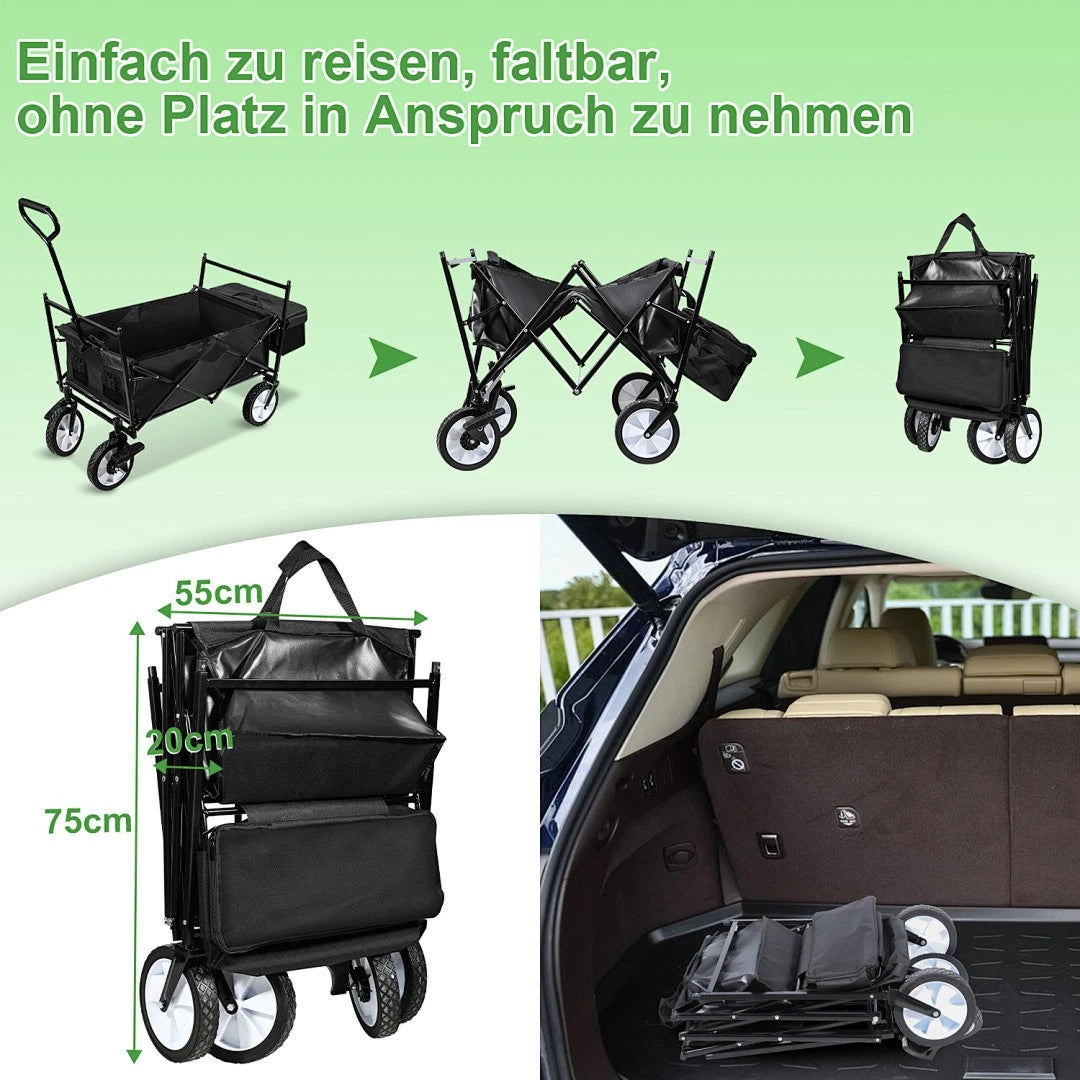 Jopassy Bollerwagen faltbar mit Dach 77 x 55,8 x 22 cm 80 kg für Camping und Garten