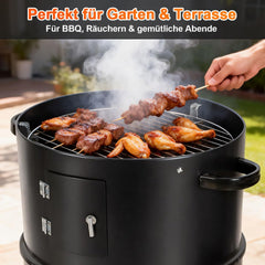 Jopassy 3 in 1 Smoker Räucherofen Ø40x80 cm Holzkohle Grill mit Thermometer