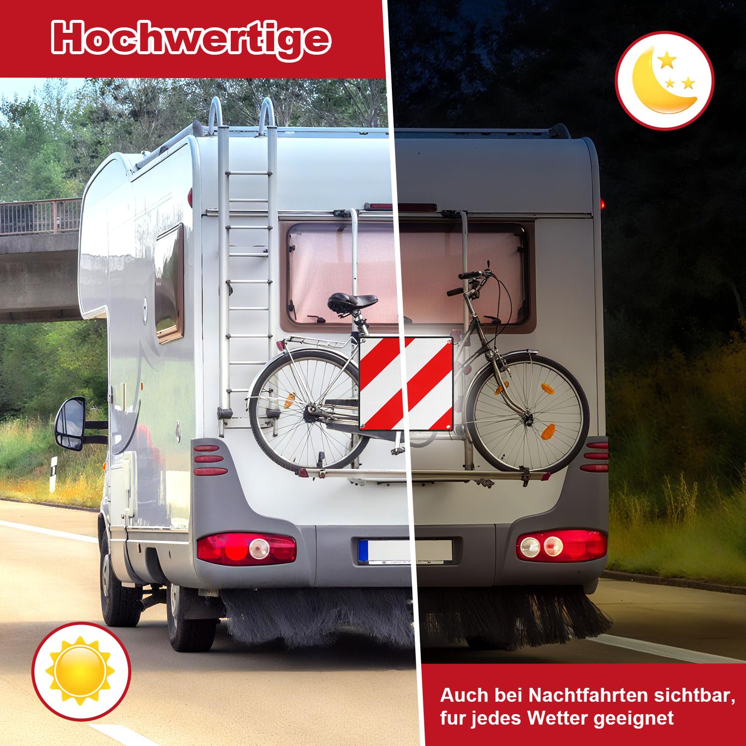 Jopassy 2in1 Warntafel für Italien und Spanien aus Aluminium für Fahrradträger Camping