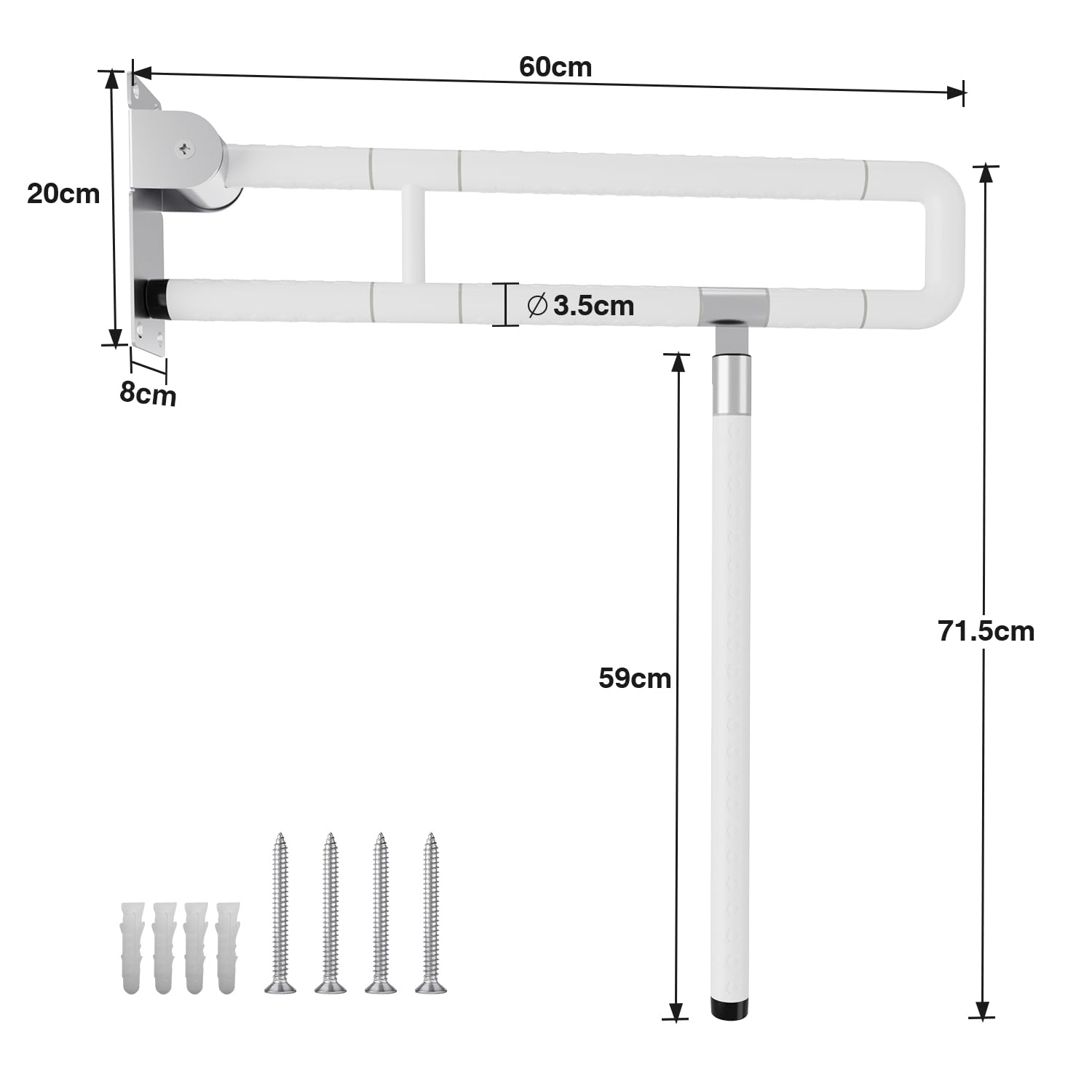Jopassy WC Haltegriff klappbar 60 cm Wandstützgriff bis 200 kg