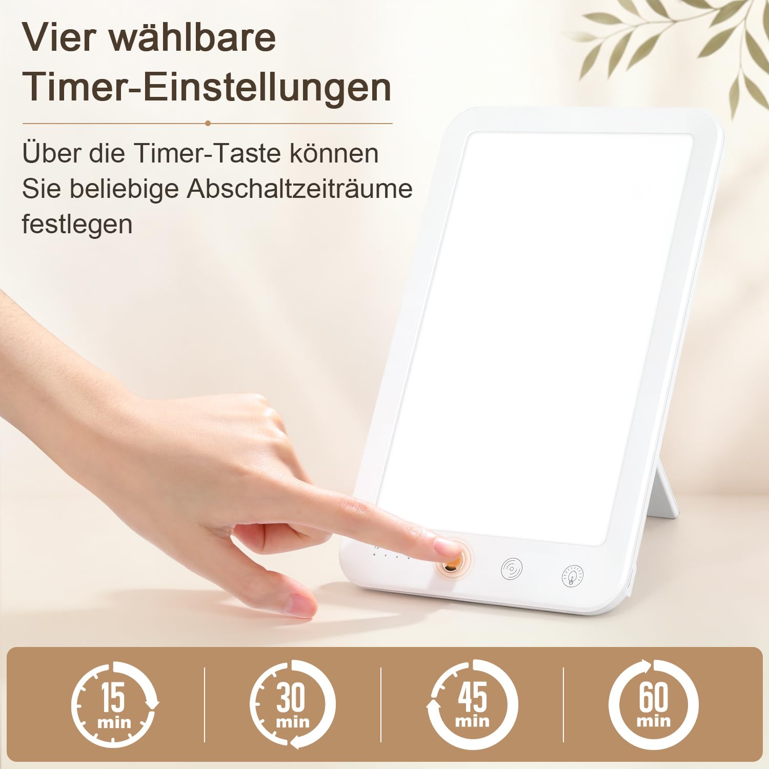 Jopassy Tageslichtlampe 10000 Lux mit 3 Farbtemperaturen 5 Helligkeitsstufen und Timer