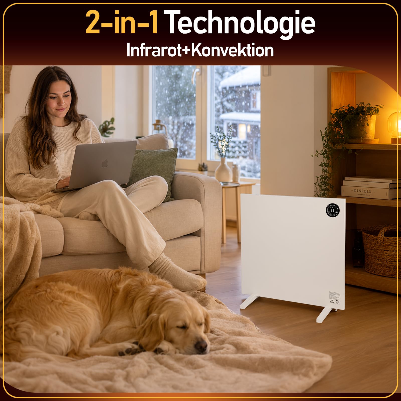 Jopassy Infrarotheizung 400/750/1000W mit Thermostat Tuya App und Fernbedienung