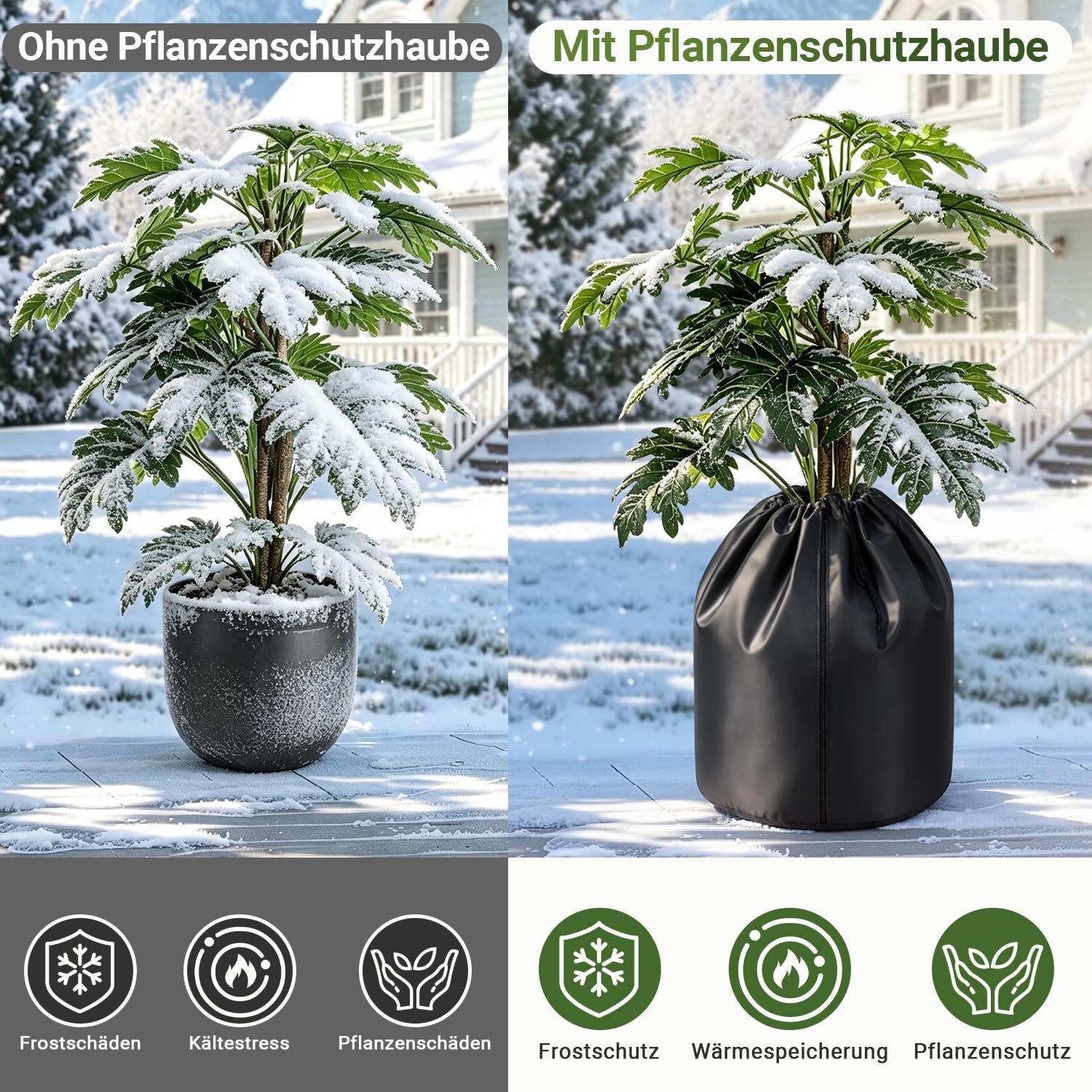 Jopassy Thermo Topfschutz 2er Set Frostschutz für Kübelpflanzen mit Reißverschluss