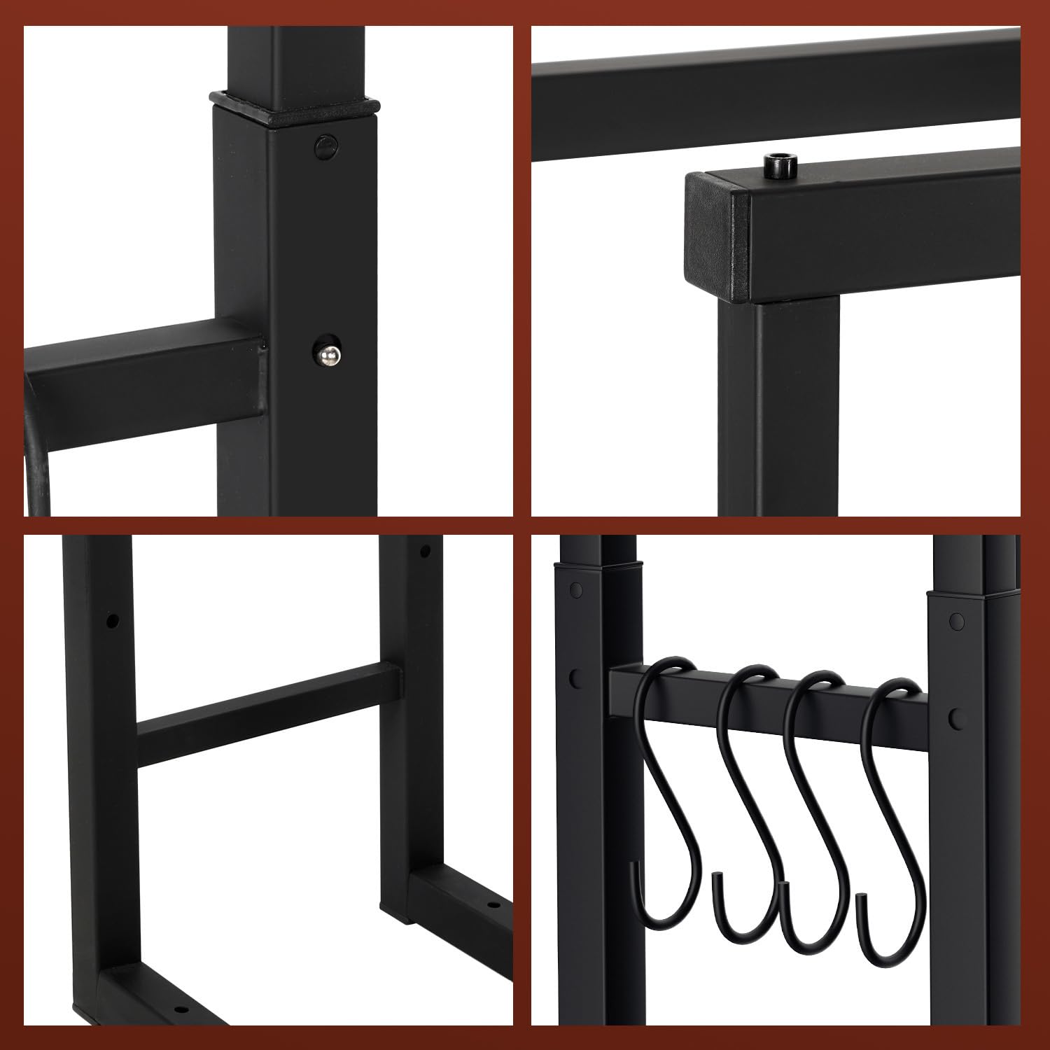 Jopassy Kaminholzregal verstellbar 40–100 cm mit 4 Haken