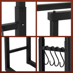 Jopassy Kaminholzregal verstellbar 40–100 cm mit 4 Haken