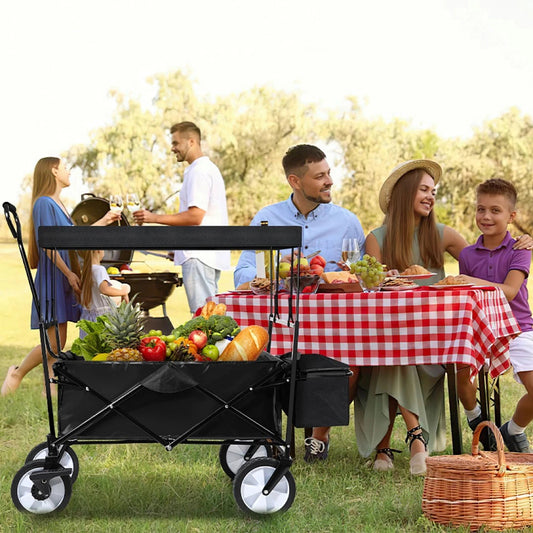Jopassy Bollerwagen faltbar mit Dach 77 x 55,8 x 22 cm 80 kg für Camping und Garten