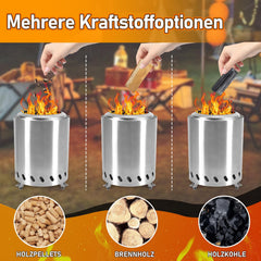 Jopassy Rauchfreie Feuerschale 22 × 15 cm Edelstahl mit Ständer und Tragetasche