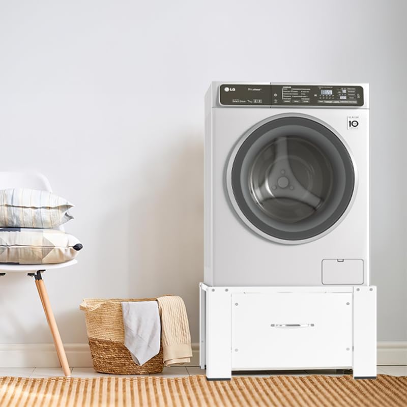 Jopassy Waschmaschinen Untergestell mit Schublade 63x54x32 cm für Waschmaschine und Trockner