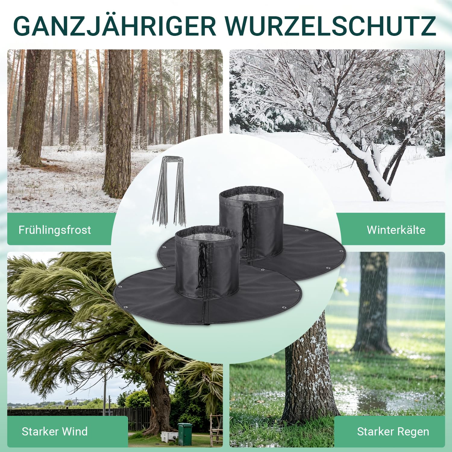 Jopassy Palmen Winterschutz Ø100 cm 2 Stück mit Alufolie und 14 Erdnägeln
