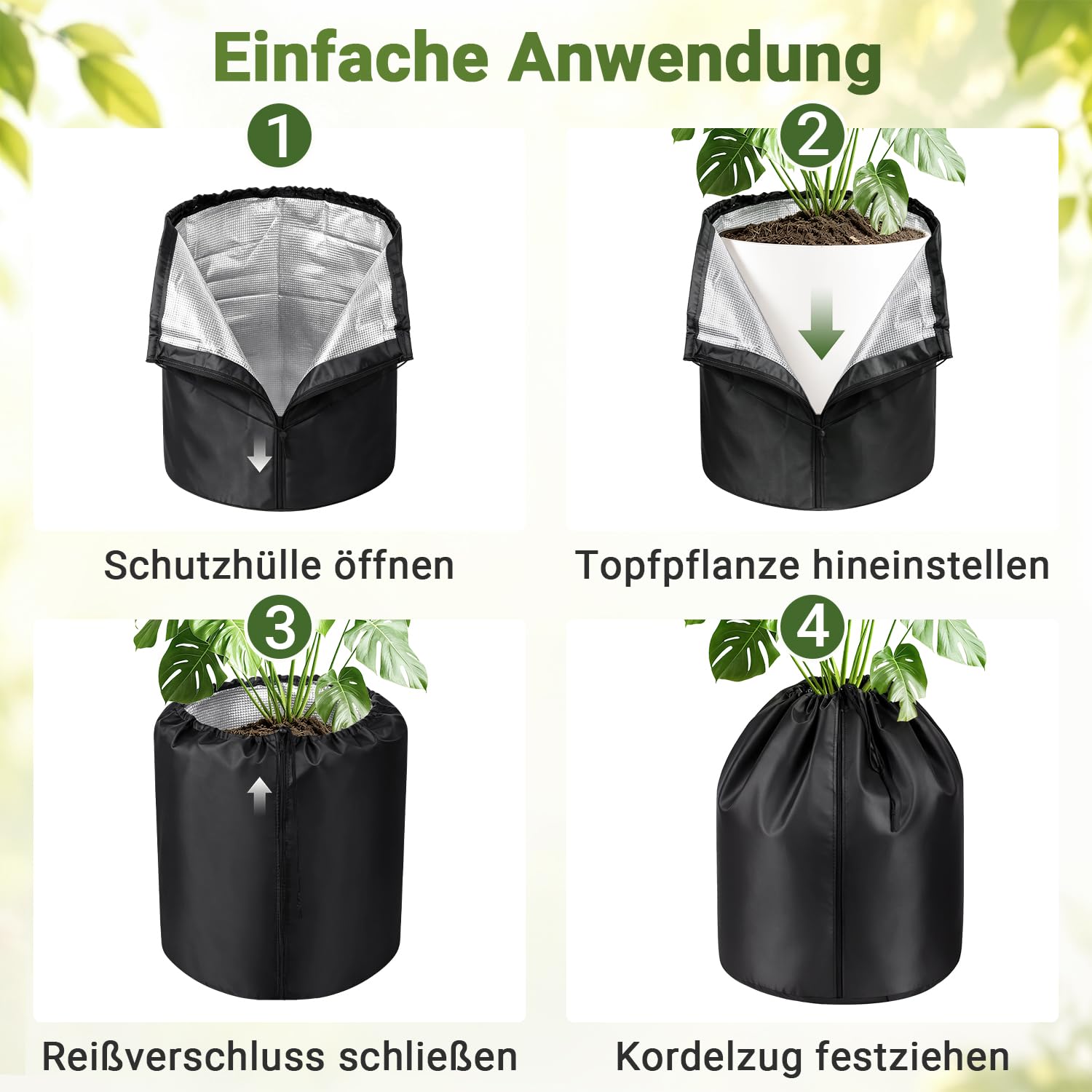 Jopassy Thermo Topfschutz 2er Set Frostschutz für Kübelpflanzen mit Reißverschluss