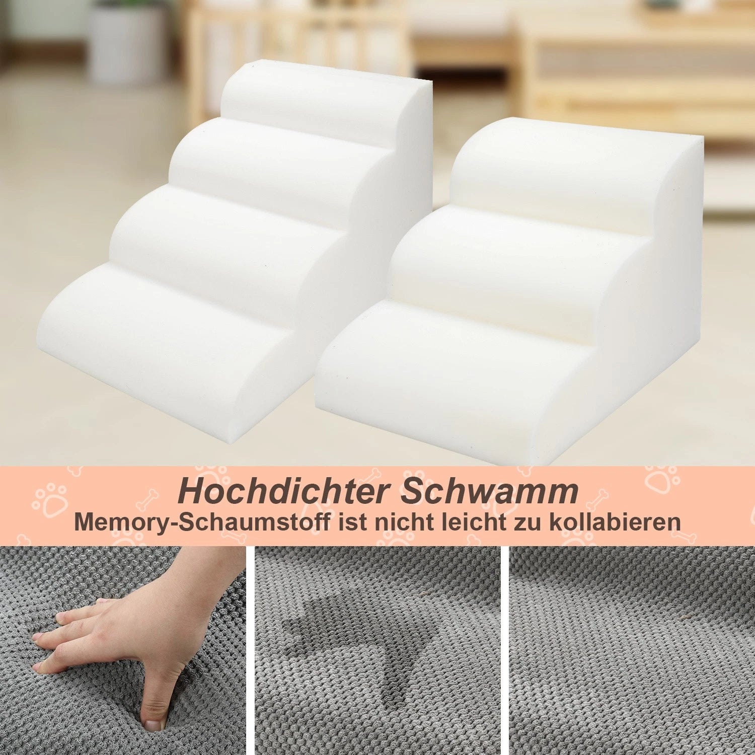 Jopassy Hundetreppe 3 oder 4 Stufen bis 18 kg rutschfest