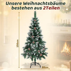 Jopassy Künstlicher Weihnachtsbaum 120–210 cm mit Tannenzapfen und Schneespitzen