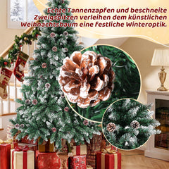 Jopassy Künstlicher Weihnachtsbaum 120–210 cm mit Tannenzapfen und Schneespitzen