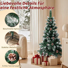 Jopassy Künstlicher Weihnachtsbaum 120–210 cm mit Tannenzapfen und Schneespitzen