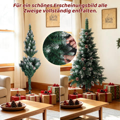 Jopassy Künstlicher Weihnachtsbaum 120–210 cm mit Tannenzapfen und Schneespitzen