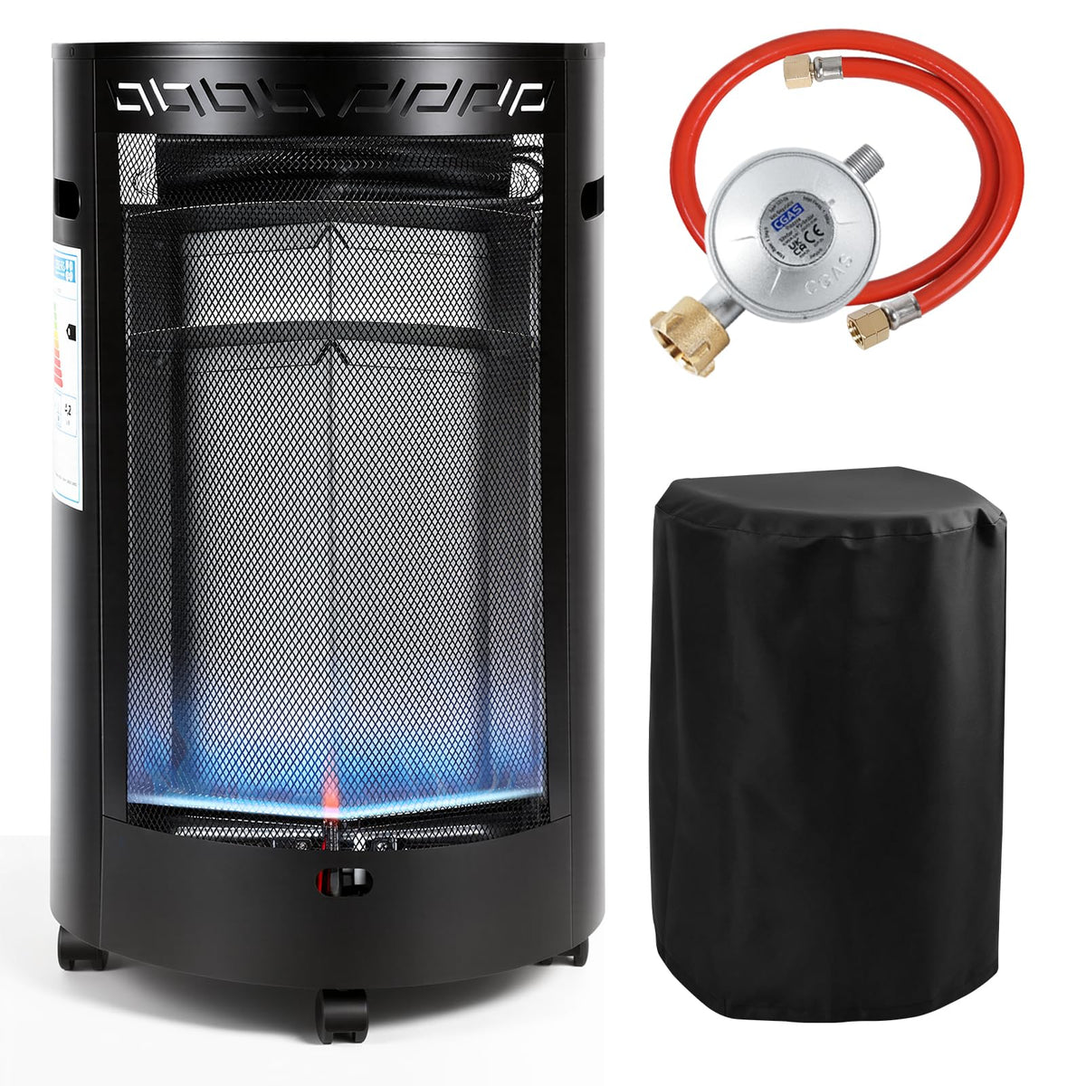 Jopassy Gasheizer 4,2 kW mit 2 Heizstufen Edelstahlbrenner und Rollen