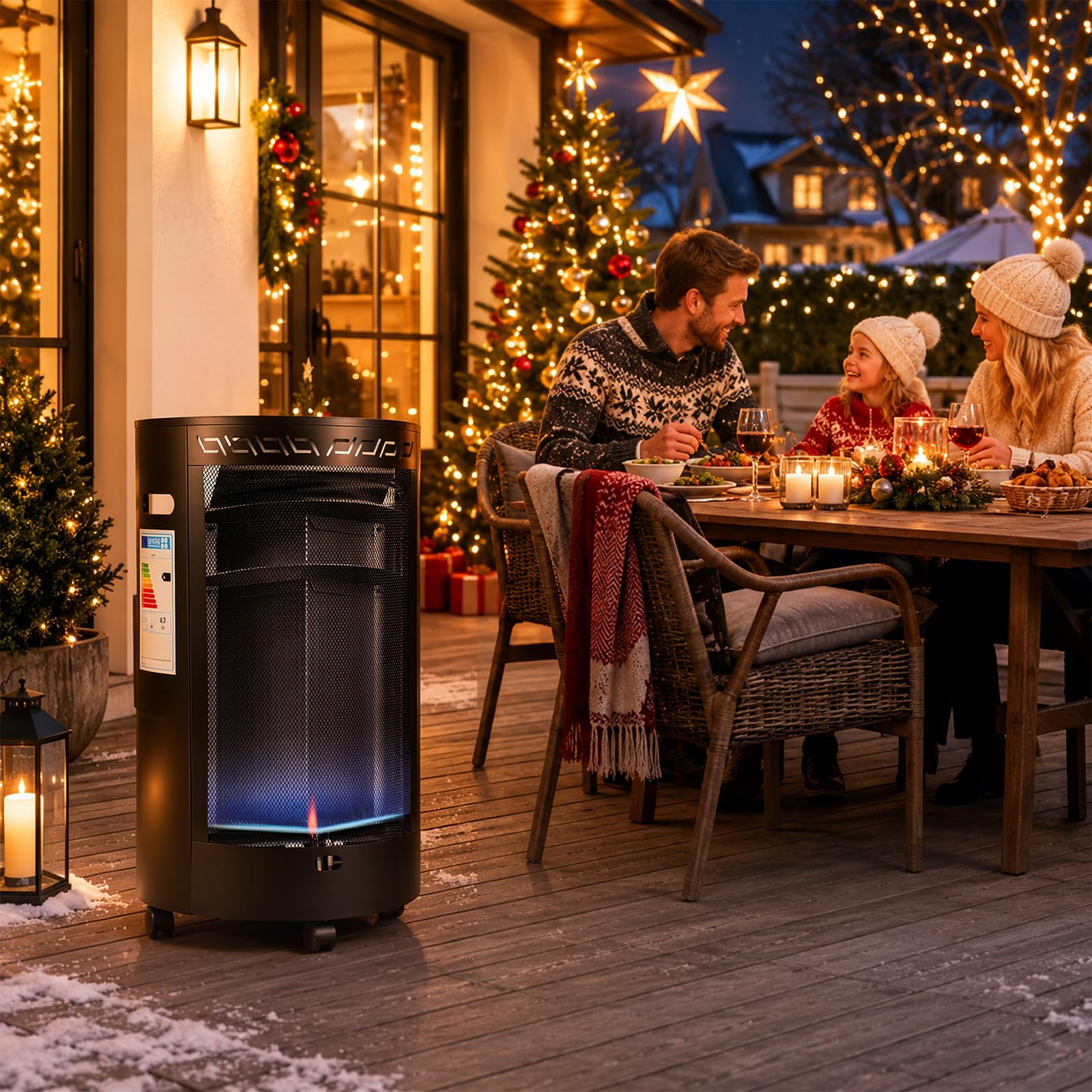 Jopassy Gasheizer 4,2 kW mit 2 Heizstufen Edelstahlbrenner und Rollen