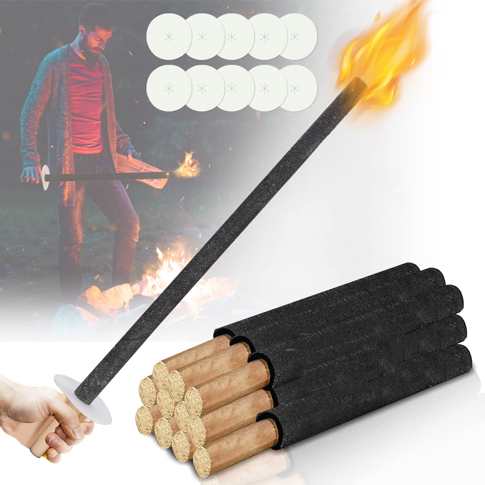 Jopassy Wachsfackeln 10–200 Stück mit Tropfschutz bis 100 Min Brenndauer für Outdoor