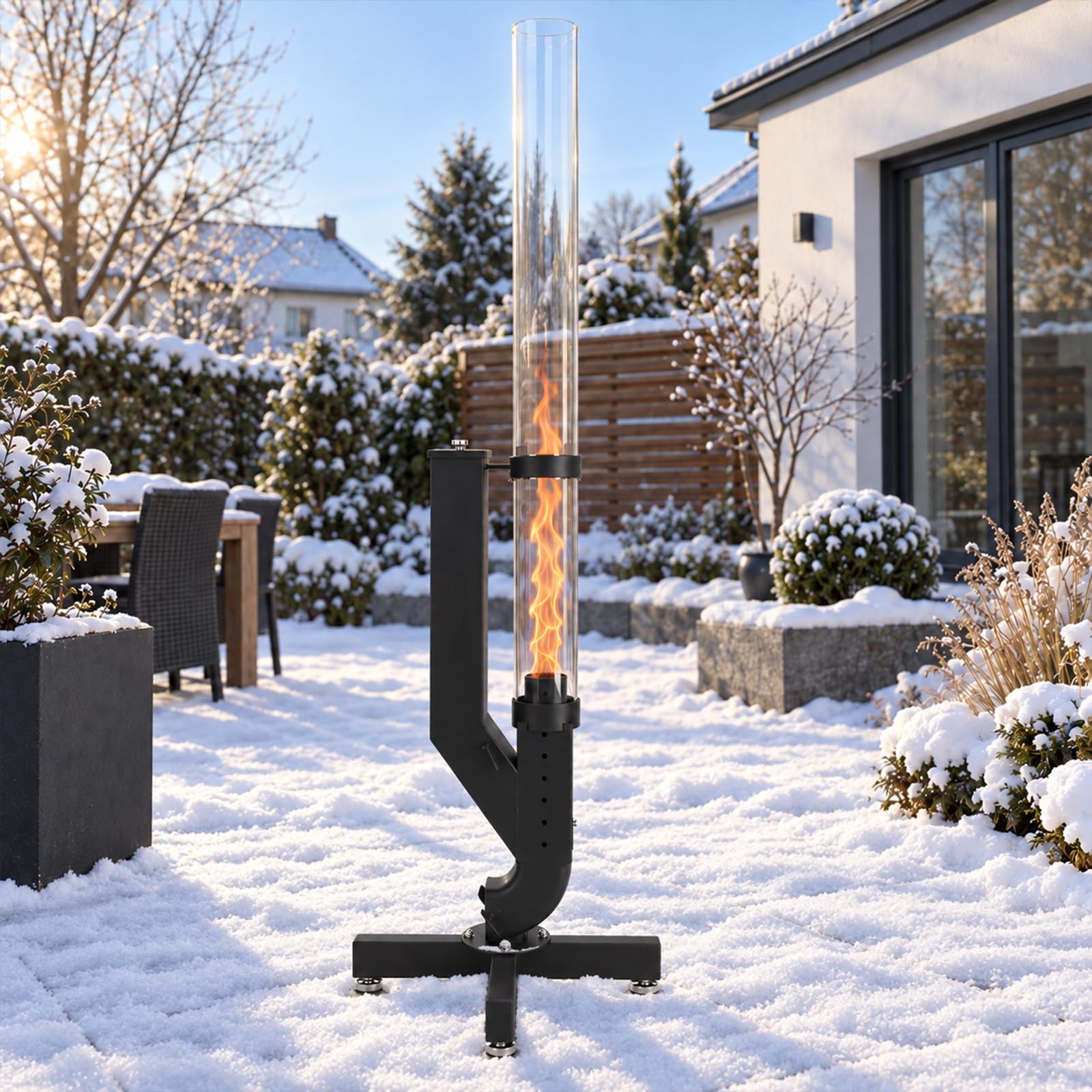 Jopassy Pelletfackel 138 cm mit Borosilikatglas für Garten und Terrasse