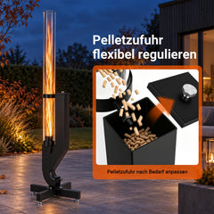 Jopassy Pelletfackel 138 cm mit Borosilikatglas für Garten und Terrasse