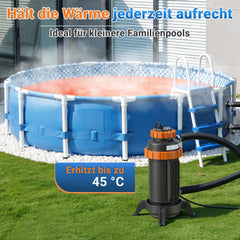 Jopassy Poolheizung elektrisch 3 kW, Pool Heizung bis 45 °C, mit Digitalanzeige & FI-Schutz, Anschluss 32–38 mm, für kleine Pools, Aufstellpools & Whirlpools