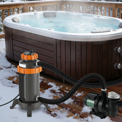 Jopassy Poolheizung elektrisch 3 kW, Pool Heizung bis 45 °C, mit Digitalanzeige & FI-Schutz, Anschluss 32–38 mm, für kleine Pools, Aufstellpools & Whirlpools