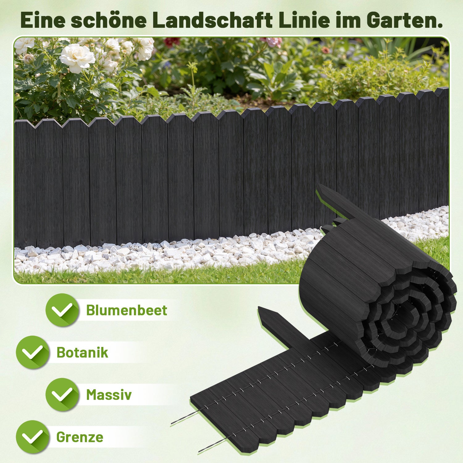 Jopassy Rasenkante Holz, Beetumrandung Flexibler, Mähkante Rollborder