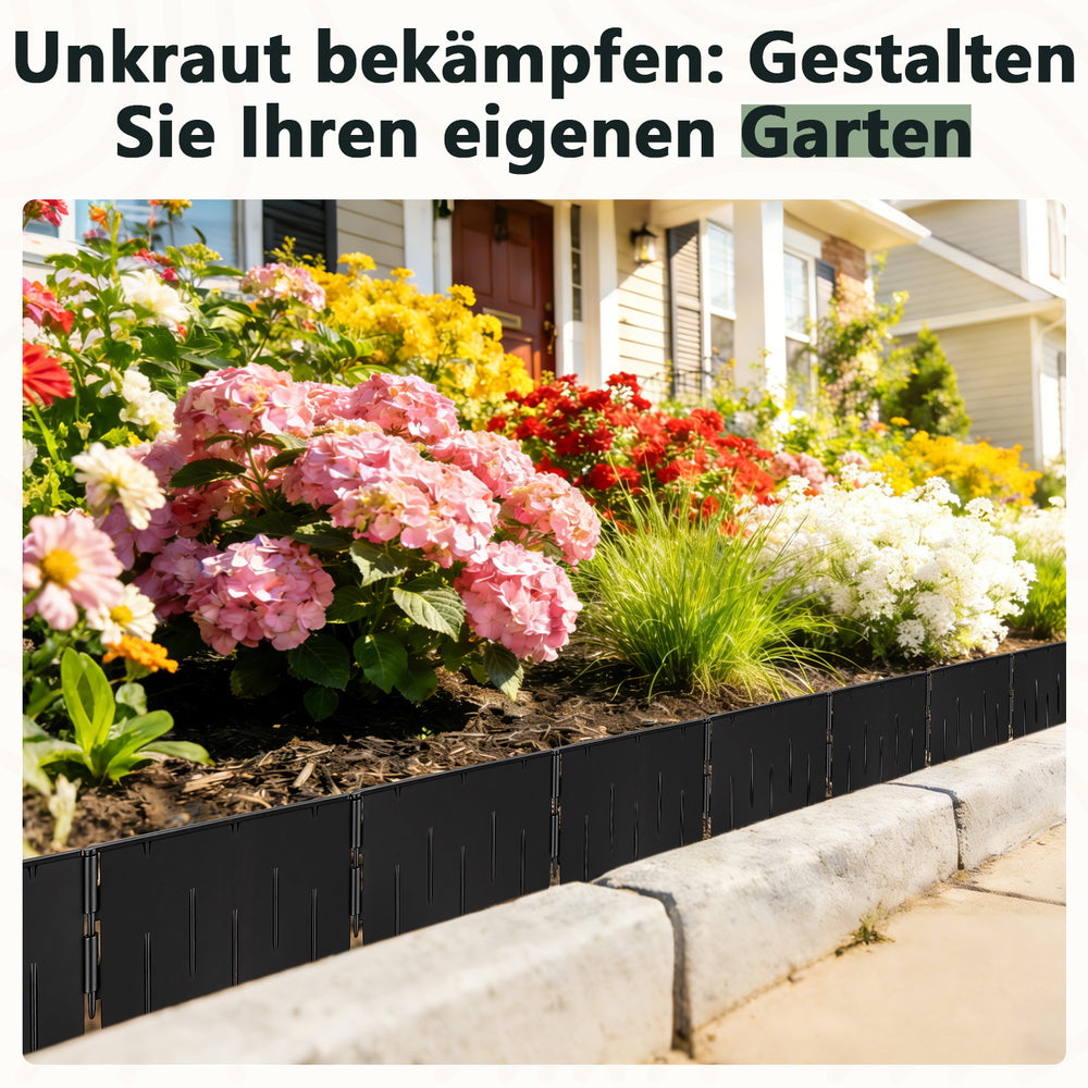 Jopassy Rasenkante aus PP-Kunststoff – flexible Beeteinfassung / Beetumrandung für Garten, Rasen & Blumenbeet, 5 m / 10 m / 20 m