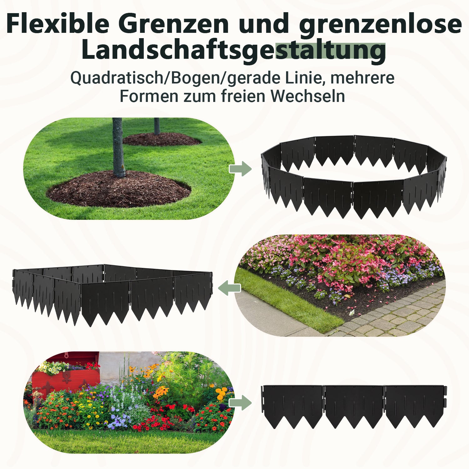Jopassy Rasenkante aus PP-Kunststoff – flexible Beeteinfassung / Beetumrandung für Garten, Rasen & Blumenbeet, 5 m / 10 m / 20 m