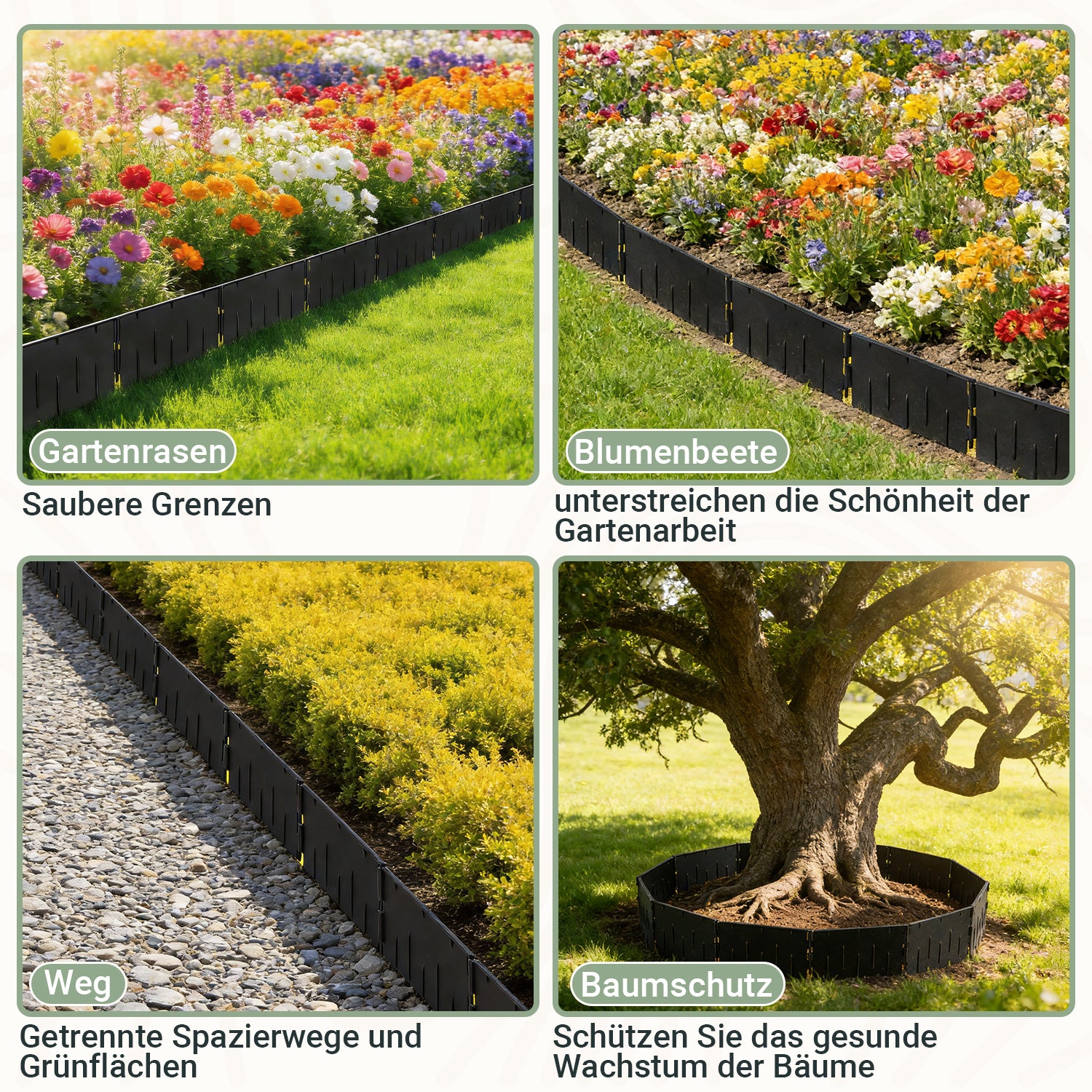 Jopassy Rasenkante aus PP-Kunststoff – flexible Beeteinfassung / Beetumrandung für Garten, Rasen & Blumenbeet, 5 m / 10 m / 20 m