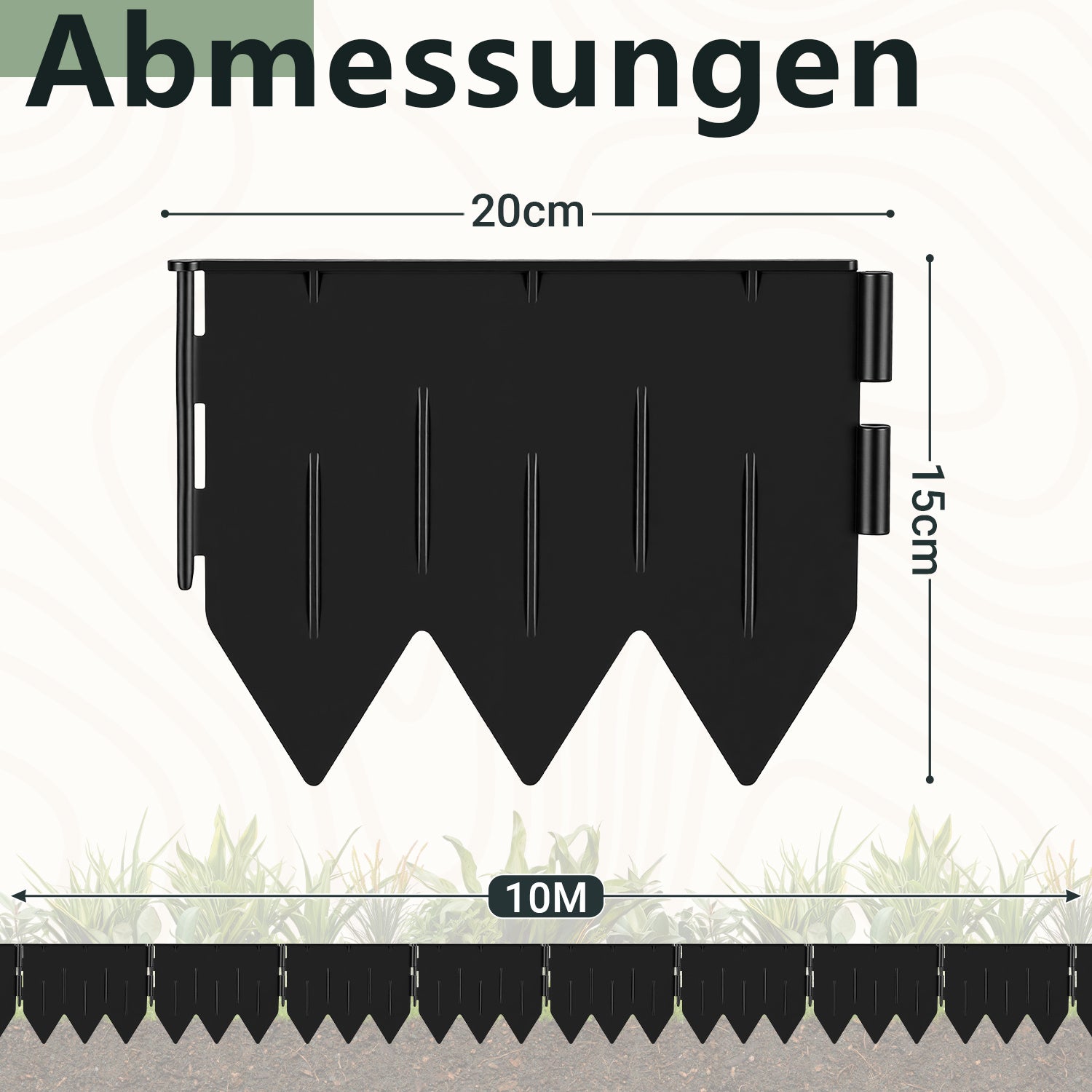 Jopassy Rasenkante aus PP-Kunststoff – flexible Beeteinfassung / Beetumrandung für Garten, Rasen & Blumenbeet, 5 m / 10 m / 20 m