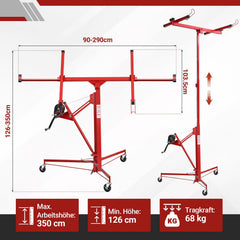 Jopassy Plattenheber Trockenbau bis 68 kg 140–350 cm höhenverstellbar mit 360° Drehfunktion