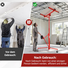 Jopassy Plattenheber Trockenbau bis 68 kg 140–350 cm höhenverstellbar mit 360° Drehfunktion