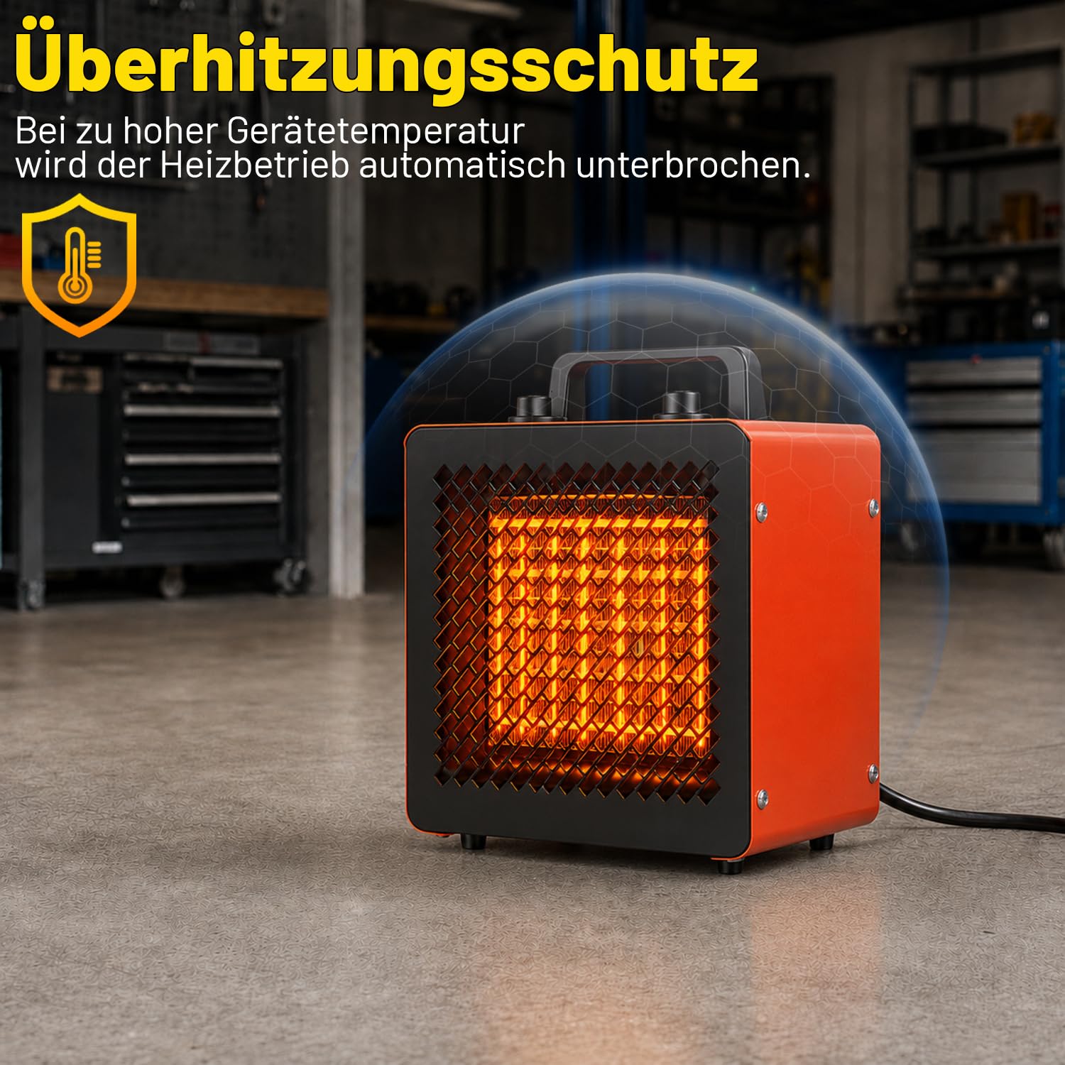 Jopassy Heizlüfter 2000/3000W kompakter Bauheizer mit Thermostat