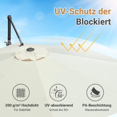 Jopassy Sonnenschirm Ampelschirm 300 x 300 cm, Rund Wasserdicht Terrassenschirm