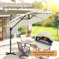 Jopassy Sonnenschirm Ampelschirm 300 x 300 cm, Rund Wasserdicht Terrassenschirm