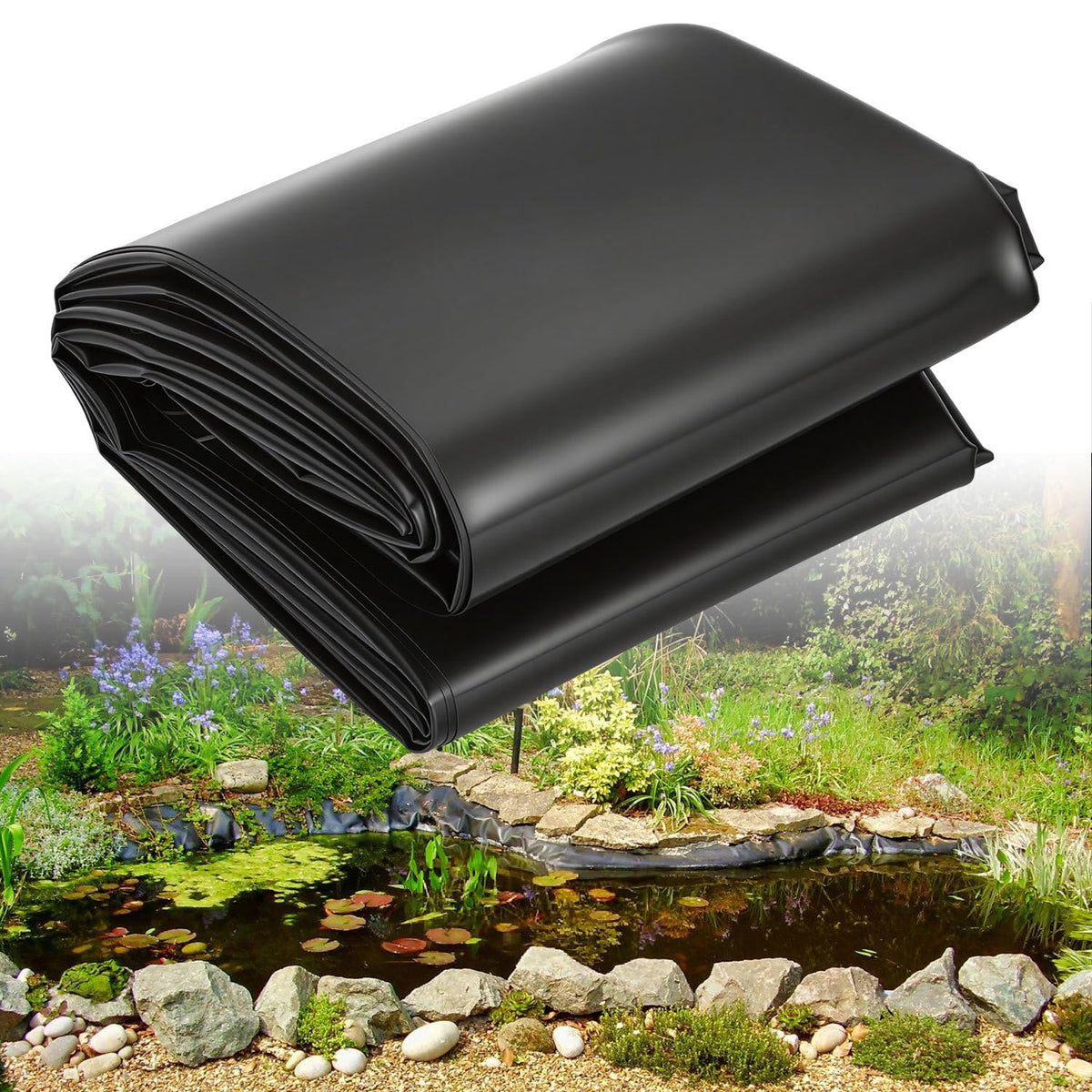 Jopassy Teichfolie HDPE 0,2/0,5 mm Schwarz für Teichbau Garten und Wasserbecken