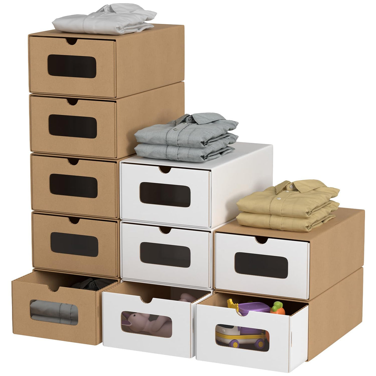 Jopassy Aufbewahrungsboxen 10er Set 33 x 30 x 35 cm mit Sichtfenster