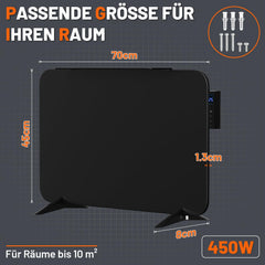 Jopassy Infrarotheizung 450/800W mit Smart Thermostat App Handtuchhalter IP44