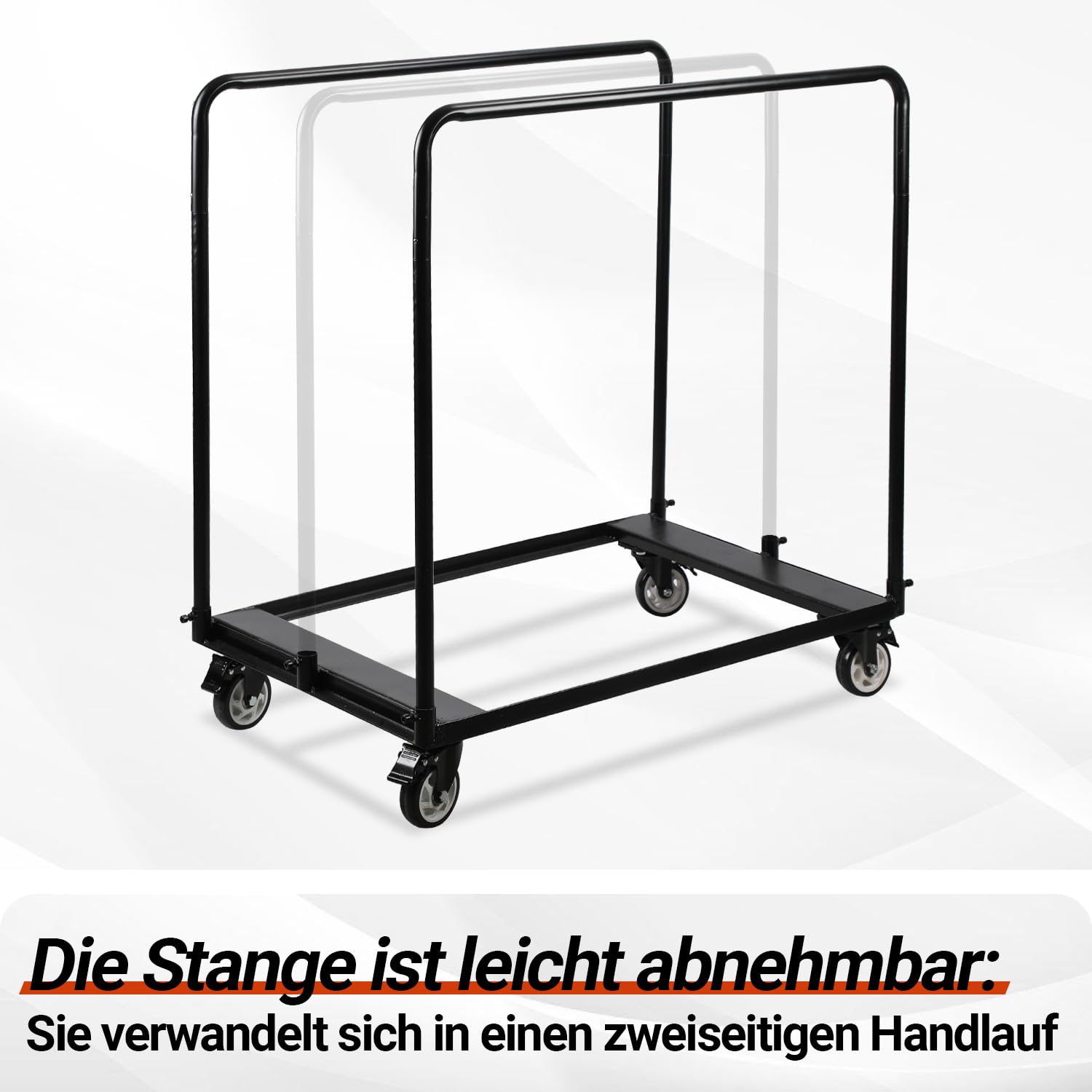 Jopassy Plattenwagen 680kg Schwerlast Plattentransporter mit 4 Lenkrollen für Werkstatt Lager Baustelle