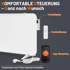 Jopassy Infrarotheizung 450/800W mit Smart Thermostat App Handtuchhalter IP44