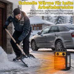 Jopassy Heizlüfter 2000/3000W Bauheizer mit Thermostat Kippschutz für 30 m²