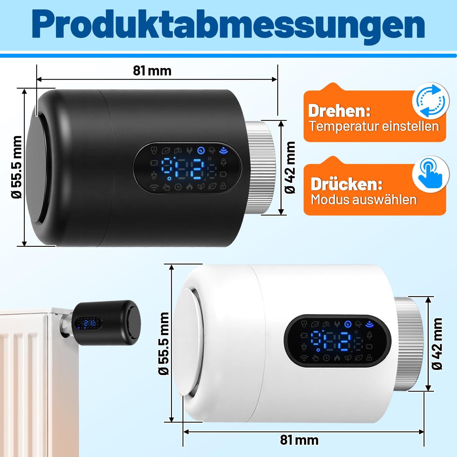 Jopassy WLAN Heizkörperthermostat mit Fenstererkennung und 7 Adaptern