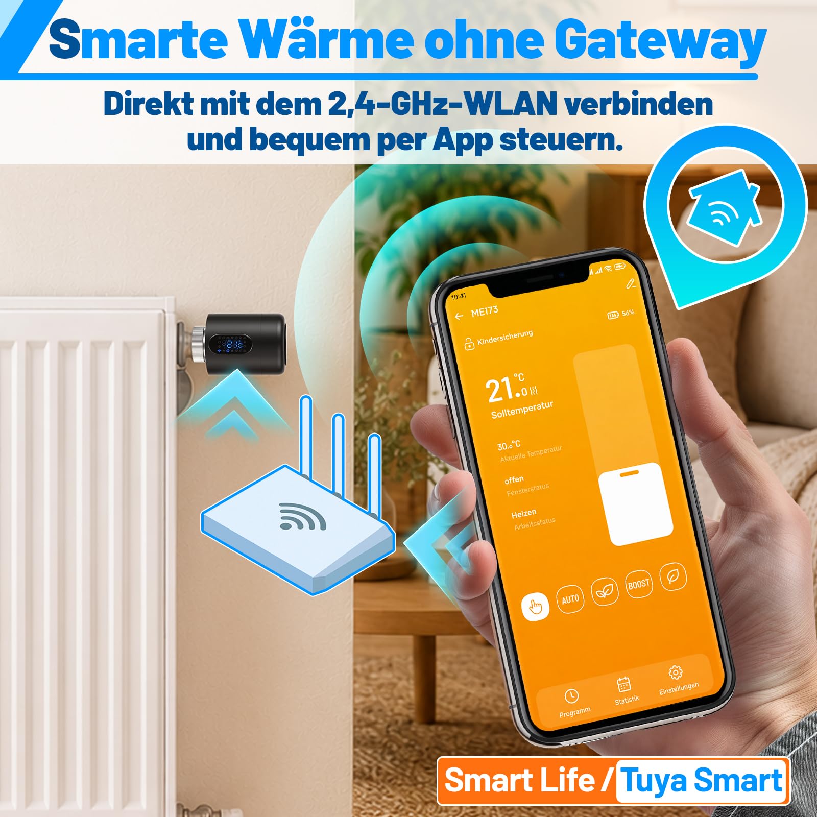 Jopassy WLAN Heizkörperthermostat mit Fenstererkennung und 7 Adaptern