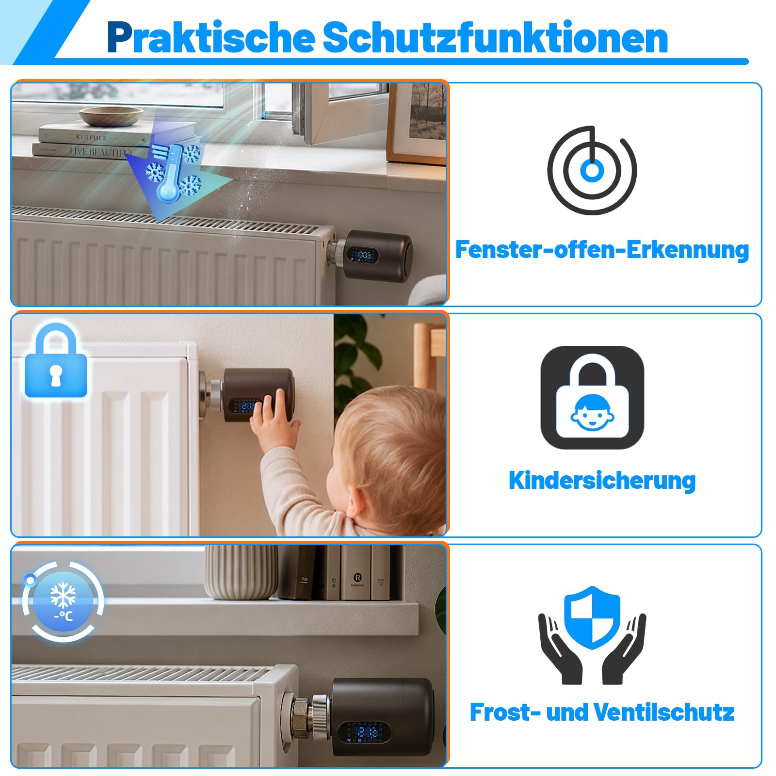 Jopassy WLAN Heizkörperthermostat mit Fenstererkennung und 7 Adaptern