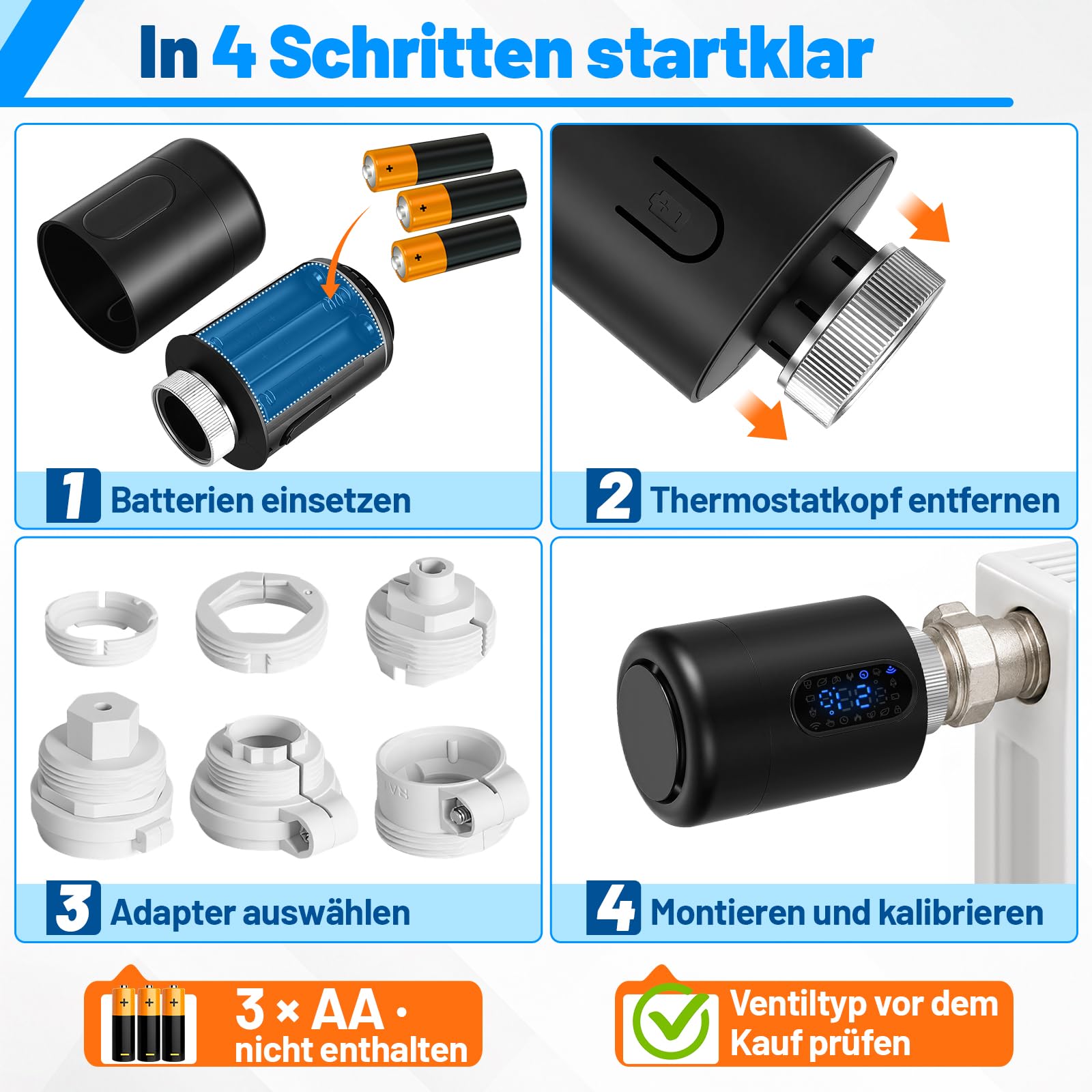 Jopassy WLAN Heizkörperthermostat mit Fenstererkennung und 7 Adaptern