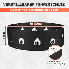 Jopassy Funkenschutz für Feuerschalen Ø 55–100 cm verstellbar aus Stahl