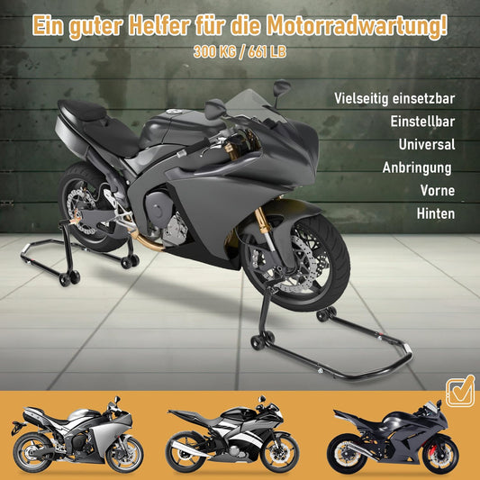 Jopassy Motorrad Montageständer Set vorne und hinten bis 300 kg verstellbar