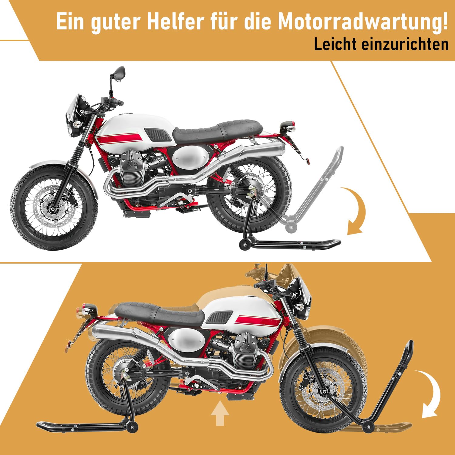 Jopassy Motorrad Montageständer Set vorne und hinten bis 300 kg verstellbar