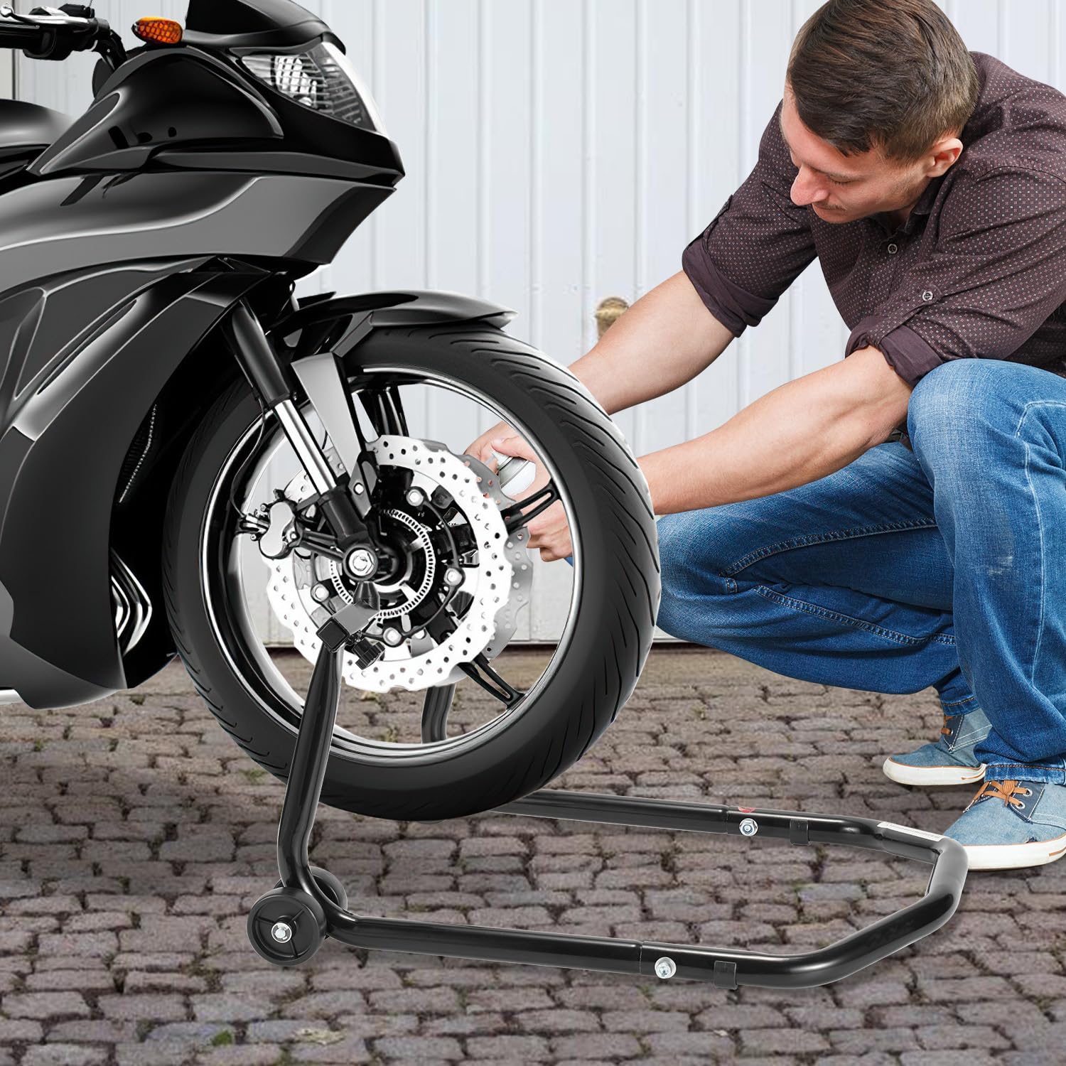 Jopassy Motorrad Montageständer Set vorne und hinten bis 300 kg verstellbar